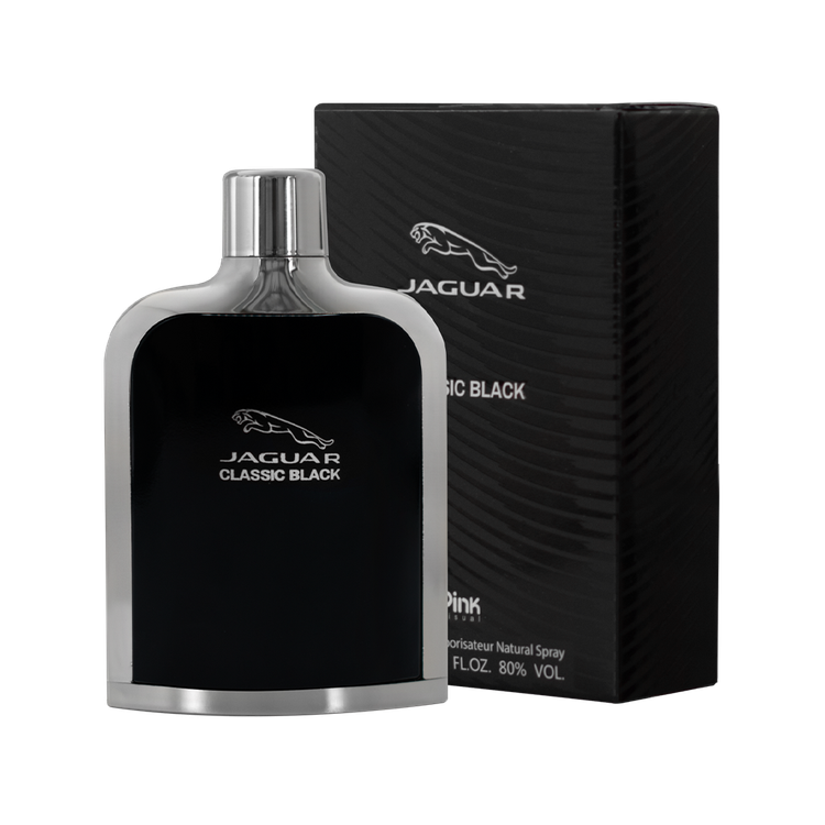 ادوپرفیوم مردانه پینک ویژوآل Pink مدل جگوار کلاسیک بلک (جگوار مشکی) Jaguar Classic Black حجم 100 میلی لیتر طرح مارک