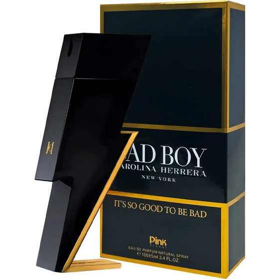 ادکلن مردانه پینک ویژوآل Pink مدل کارولینا هررا بد بوی Carolina Herrera Bad Boy حجم 100 میلی لیتر طرح مارک